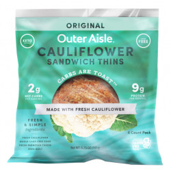 Fresh Direct - Outer Aisle Gluten Free Cauliflower Sandwich Thins, Original, Frozen